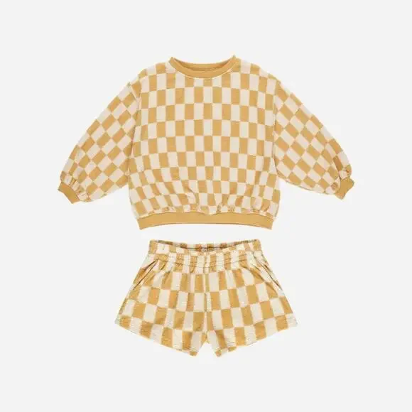 Summer Terry Set Marigold Check | Rylee + Cru - Picture 2 of 2